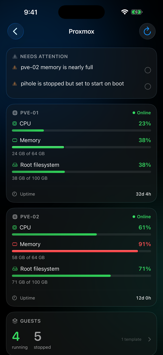 A Proxmox server view.
